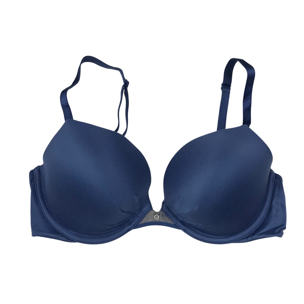 Victorias Secret Fabulous Plunge Bra Slate Blue Underwire Molded 34DD
